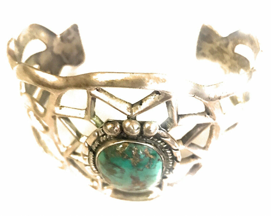 Vintage Turquoise Sterling Silver Navajo Cuff Bracelet