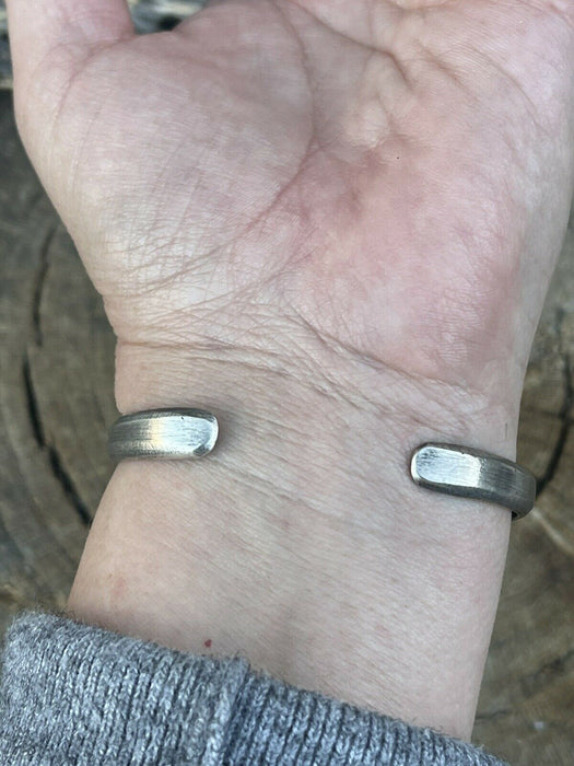 Navajo Natural Red Coral Sterling Silver Cuff By Artist Chimney Butte