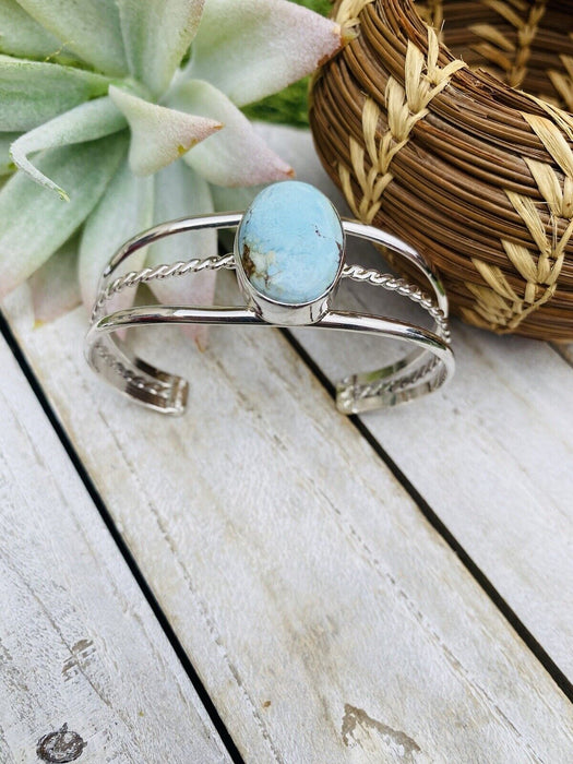 Navajo Golden Hills Turquoise Sterling Silver Cuff Bracelet