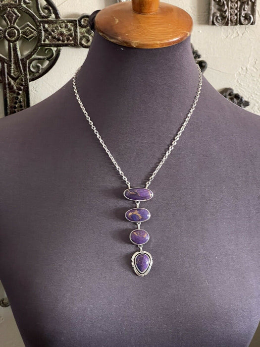 Navajo Purple Dream Mojave & Sterling Silver Lariat Necklace