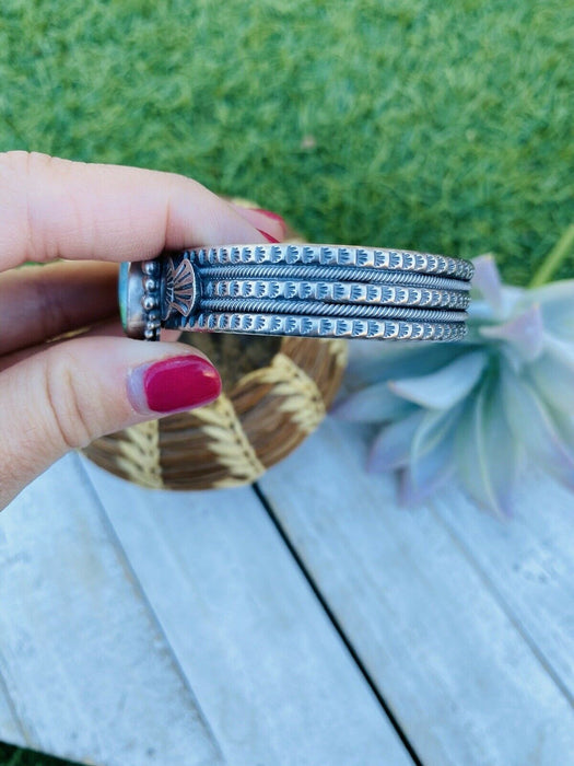 Beautiful Navajo Sterling Silver & Sonoran Mountain Turquoise Cuff Bracelet