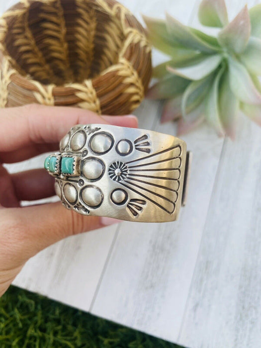 Navajo Royston Turquoise & Sterling Silver Cuff Bracelet Signed