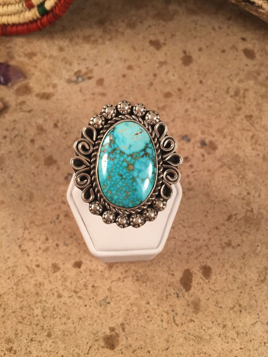 Blue Ridge Turquoise & Sterling Silver Navajo Ring Size 6.5 Signed - Culture Kraze Marketplace.com