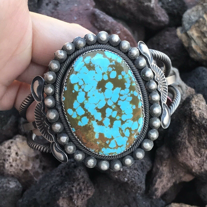 Navajo Royston Turquoise  Sterling Silver Cuff Bracelet Signed