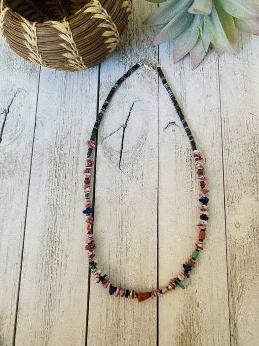 Navajo Multi Stone & Heishi Beaded 18 Inch Necklace