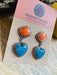 Navajo Sterling Silver, Orange Spiny & Turquoise Heart Dangle Earrings - Culture Kraze Marketplace.com