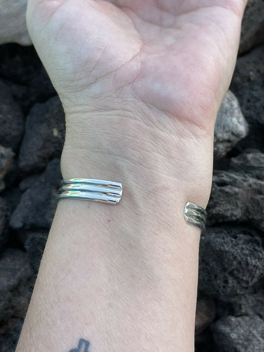 Navajo Orange Spiny Sterling Silver  Cuff Bracelet Stamped Wydell Billie