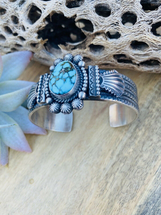 Navajo Golden Hills Turquoise Sterling Silver Cuff Bracelet