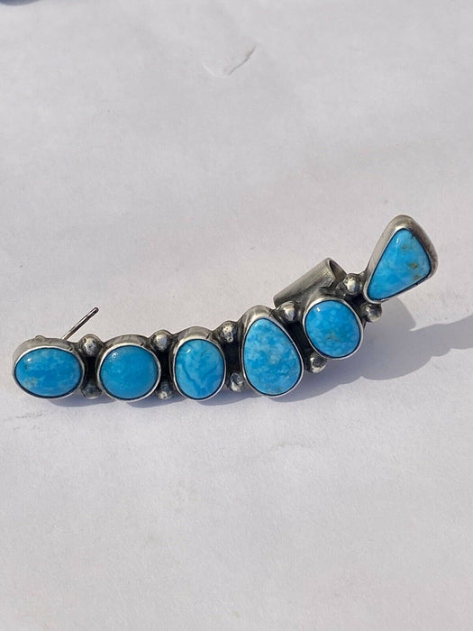 Navajo Sterling Silver & Turquoise Ear Cuff Signed