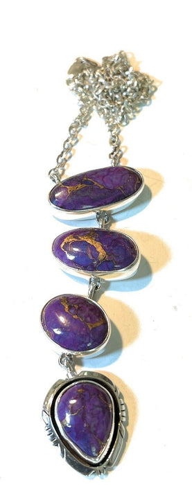 Navajo Purple Dream Mojave & Sterling Silver Lariat Necklace