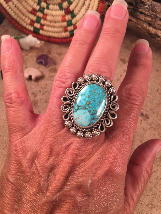 Blue Ridge Turquoise & Sterling Silver Navajo Ring Size 6.5 Signed - Culture Kraze Marketplace.com