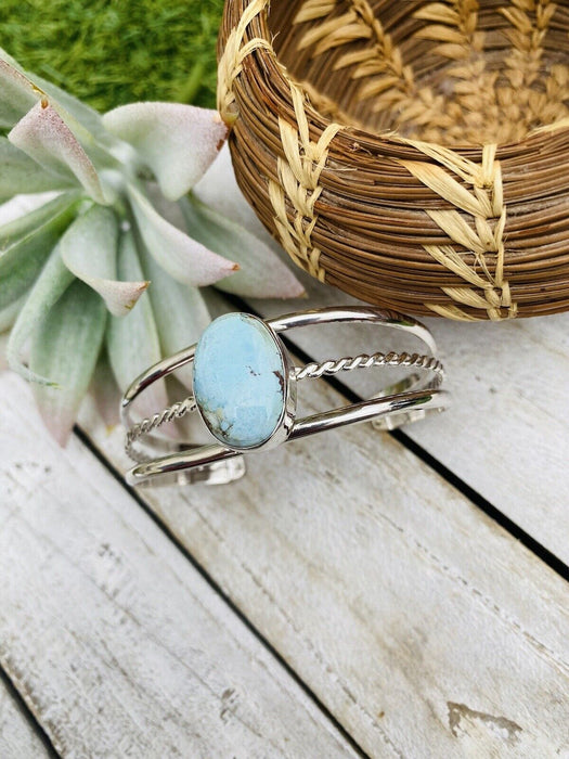 Navajo Golden Hills Turquoise Sterling Silver Cuff Bracelet