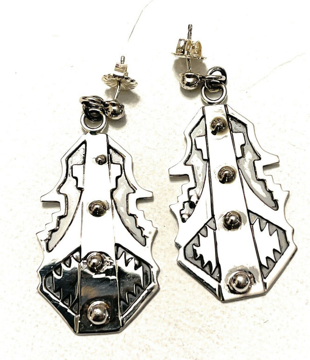 Navajo Sterling Silver Southwest Dangle Earrings Signed - Culture Kraze Marketplace.com