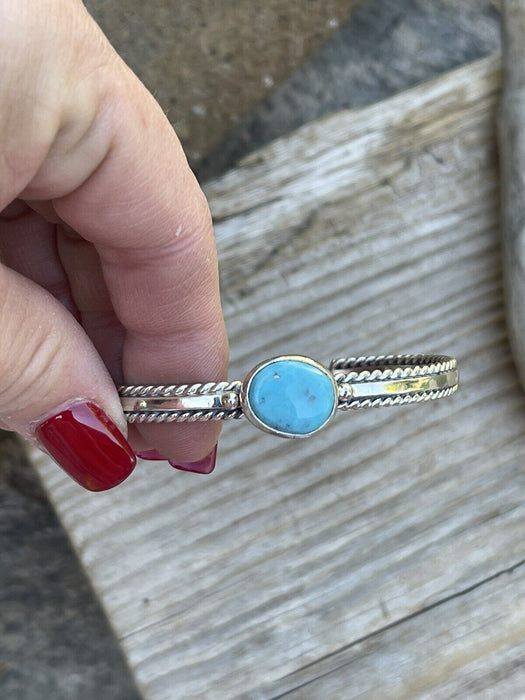 Sterling Silver Kingman Turquoise Stacker Cuff Bracelet