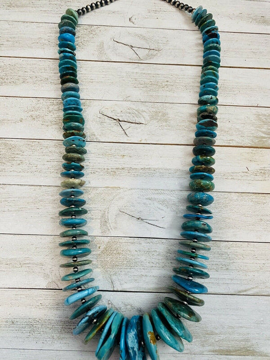 Navajo Turquoise & Sterling Silver Pearl Beaded Jumbo Necklace 38 Inch - Culture Kraze Marketplace.com