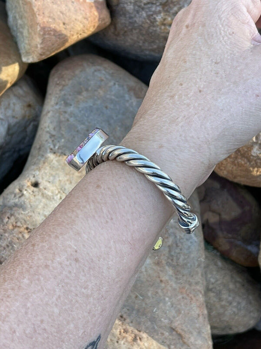 Navajo Pink Dream Mojave Sterling Silver Solid Twist Cuff