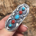 Navajo Sterling Silver Turquoise Coral 5 Stone Ring - Culture Kraze Marketplace.com