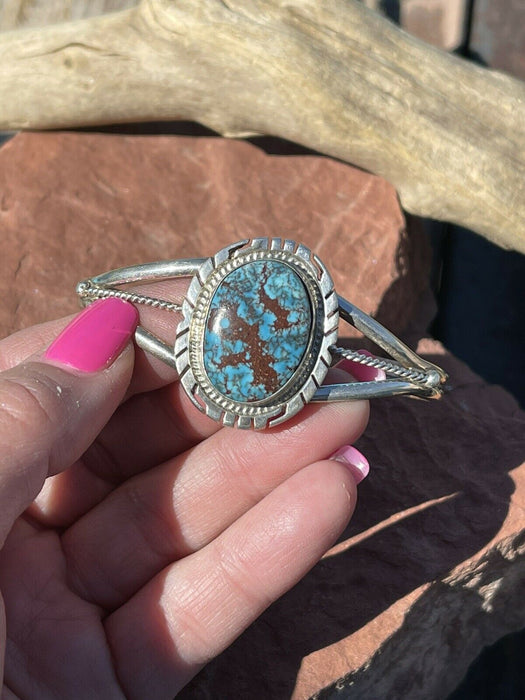 Navajo Kingman Web Turquoise & Sterling Silver Cuff Bracelet