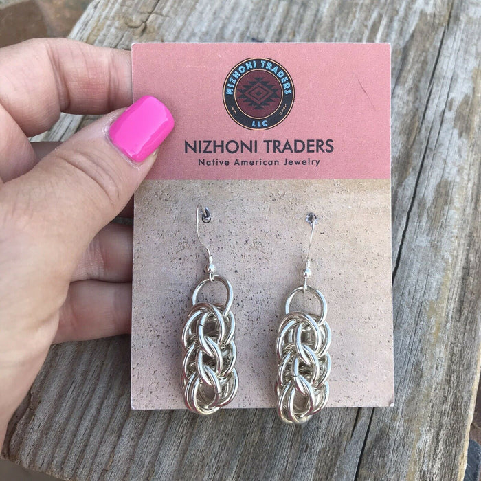 Navajo Sterling Silver Chain Link Dangle Earrings - Culture Kraze Marketplace.com