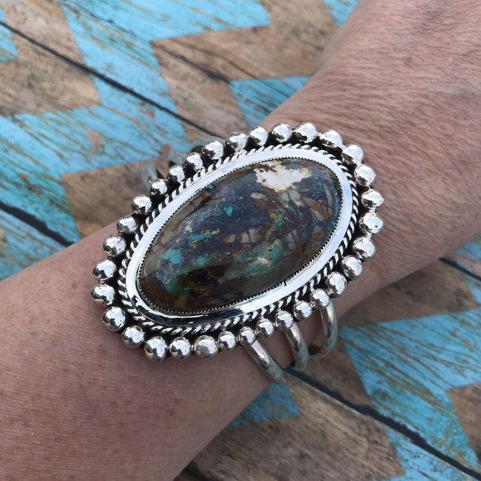 Navajo Azeroite & Sterling Silver Cuff Bracelet Cuff