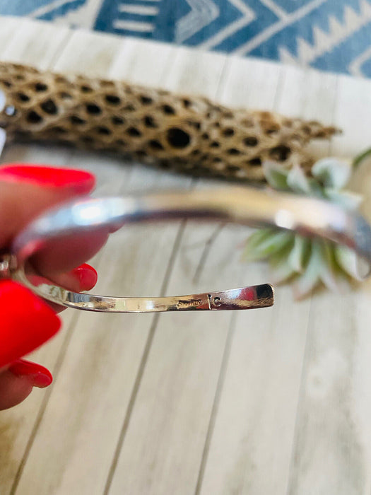 Navajo Pink Dream Mohave & Sterling Silver Cuff Bracelet