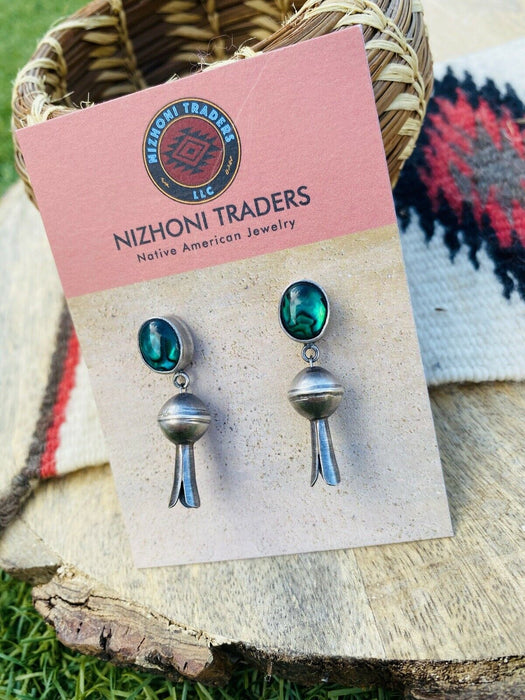 Navajo Abalone and Sterling Silver Blossom Dangle Earrings - Culture Kraze Marketplace.com