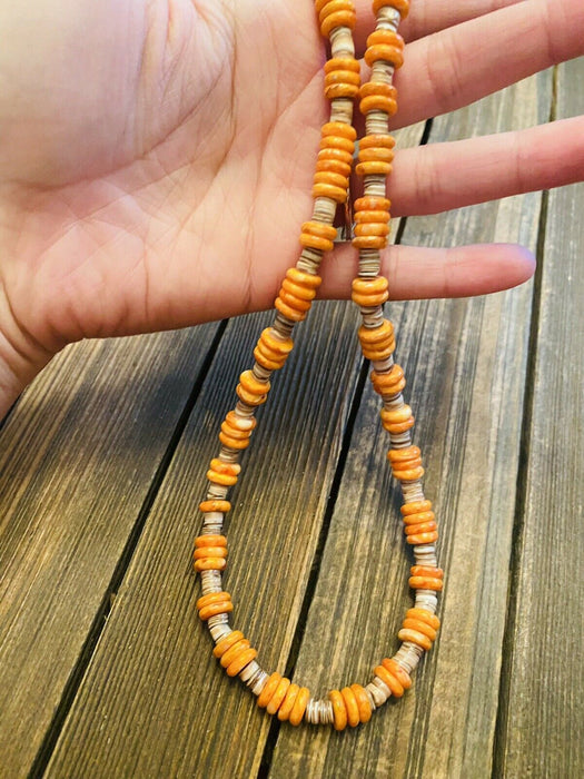 Navajo Sterling Silver, Spiny Heishi Beaded Necklace