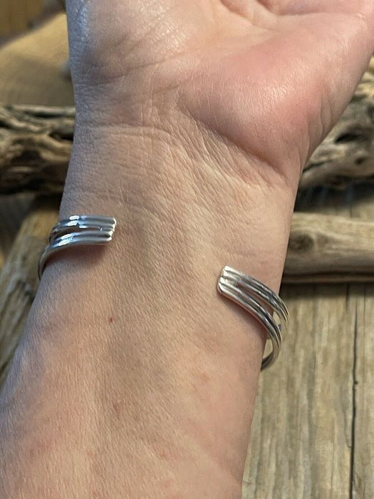 Navajo Orange Spiny Sterling Silver Bracelet Loop Cuff Stamped Begay