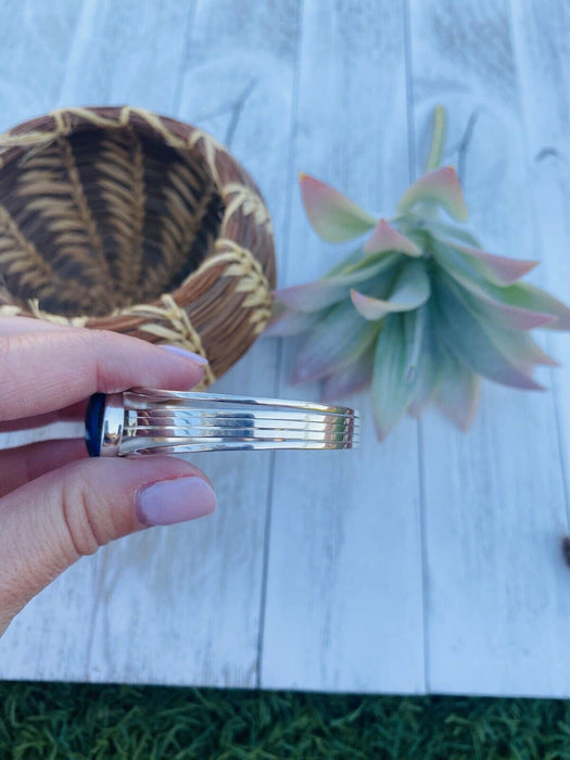 Unique Navajo Sterling Silver & Rainbow Cuff Bracelet