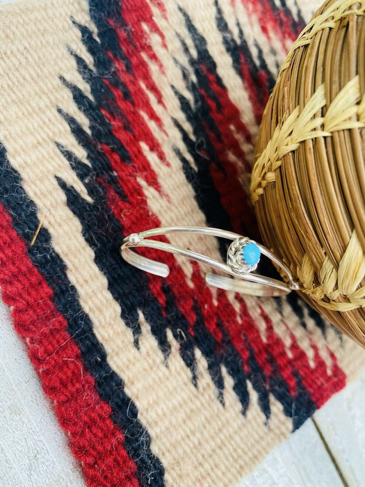 Navajo Sterling Silver & Turquoise Baby Cuff Bracelet