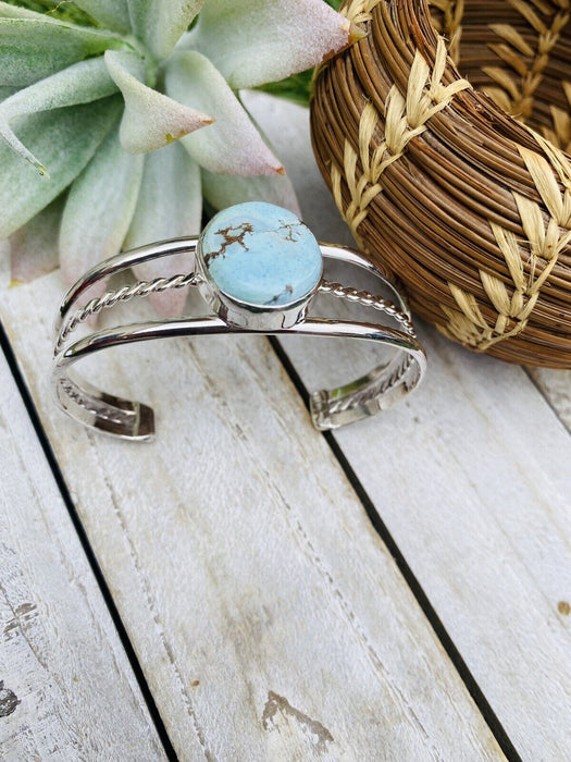 Navajo Golden Hills Turquoise Sterling Silver Cuff Bracelet