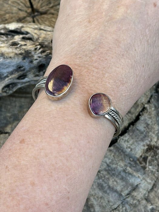 Navajo Floating Spiny Sterling Silver Rope Style Cuff Bracelet Stamped