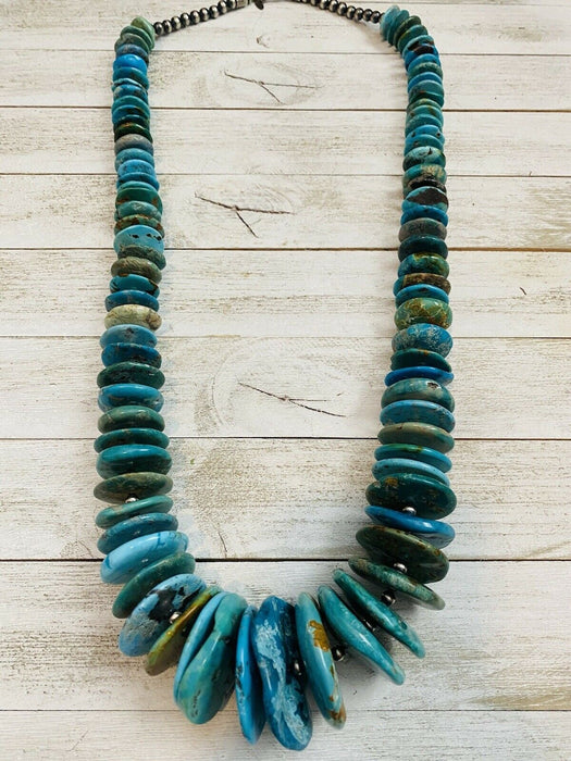 Navajo Turquoise & Sterling Silver Pearl Beaded Jumbo Necklace 38 Inch - Culture Kraze Marketplace.com