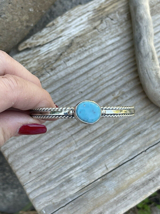 Sterling Silver Kingman Turquoise Stacker Cuff Bracelet