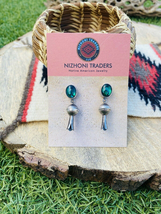 Navajo Abalone and Sterling Silver Blossom Dangle Earrings - Culture Kraze Marketplace.com