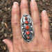 Navajo Sterling Silver Orange Spiny Oyster 5 Stone Ring - Culture Kraze Marketplace.com