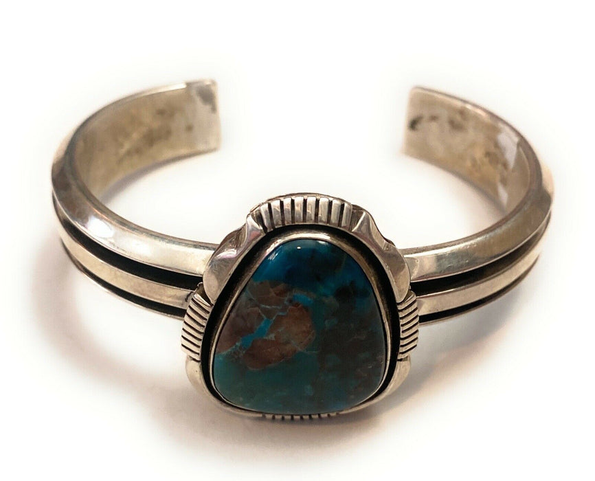 Vintage Navajo Royston Turquoise & Sterling Silver Cuff Bracelet Signed