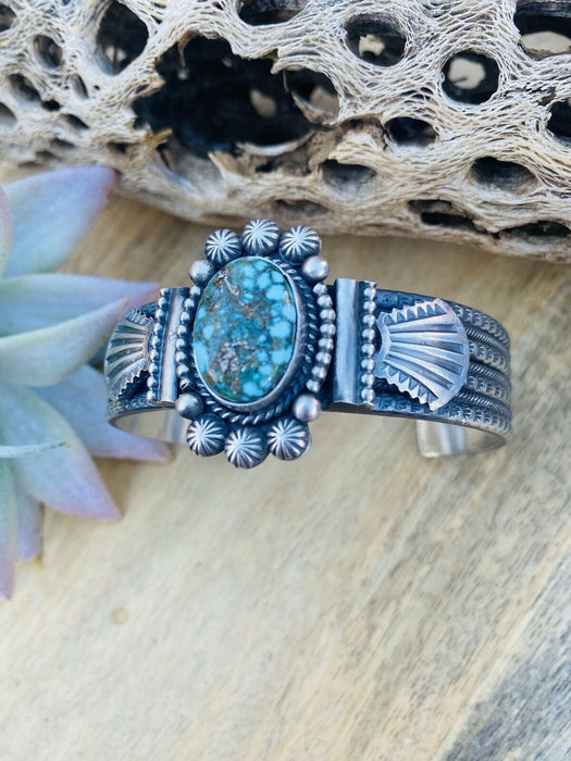 Navajo Golden Hills Turquoise Sterling Silver Cuff Bracelet