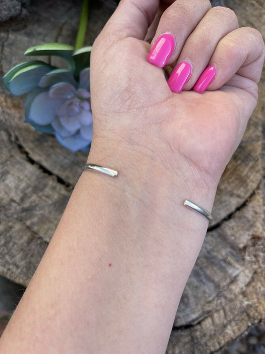 Navajo Sterling Silver Bright Blue Opal Bracelet