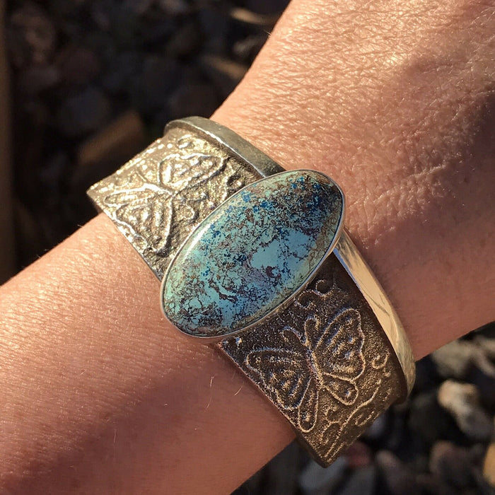 Navajo Sterling Silver & Turquoise Butterfly Cuff  Bracelet