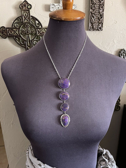 Navajo Purple Dream Mojave & Sterling Silver Lariat Necklace