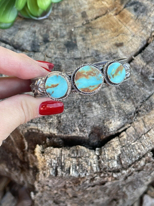 Navajo Sterling Silver & Turquoise Southwest Style Cuff Bracelet