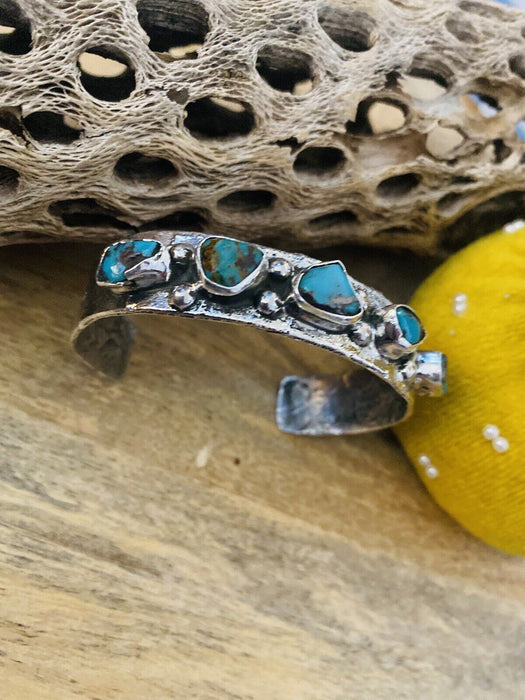 Navajo Turquoise & Sterling Silver Cuff Bracelet Signed