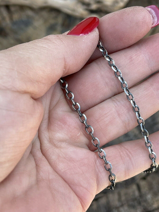 Navajo Orange Spiny Sterling Silver Lariat Necklace