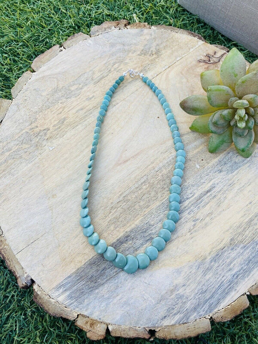 Navajo Turquoise & Sterling Silver Beaded 17” Necklace