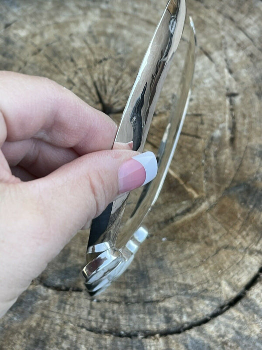 Navajo Sterling Silver  White Buffalo 5 Stone Choker Necklace Signed