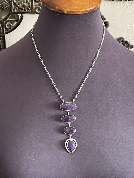 Navajo Purple Dream Mojave & Sterling Silver Lariat Necklace