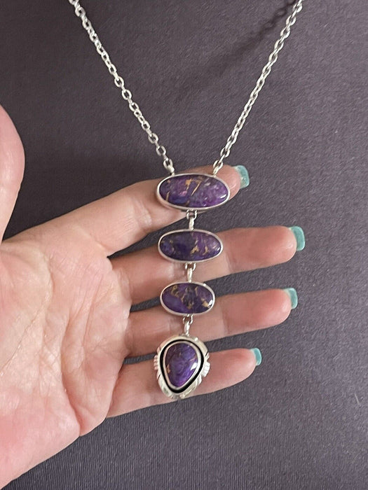 Navajo Purple Dream Mojave & Sterling Silver Lariat Necklace