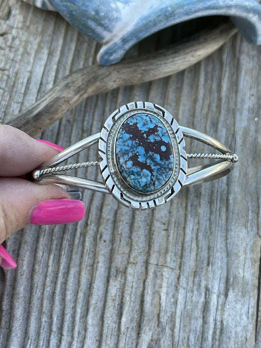 Navajo Kingman Web Turquoise & Sterling Silver Cuff Bracelet