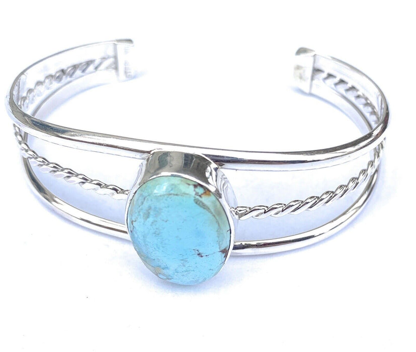 Navajo Golden Hills Turquoise Sterling Silver Cuff Bracelet